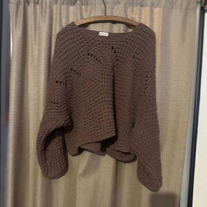 POL Answer All My Questions Brown Knit Crew Neck Sweater